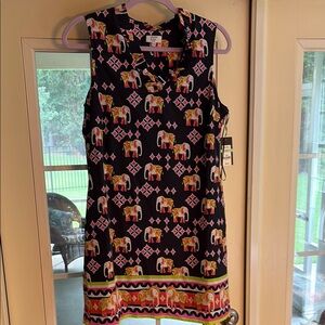 Crown & Ivy Black Elephant Print Midi Dress